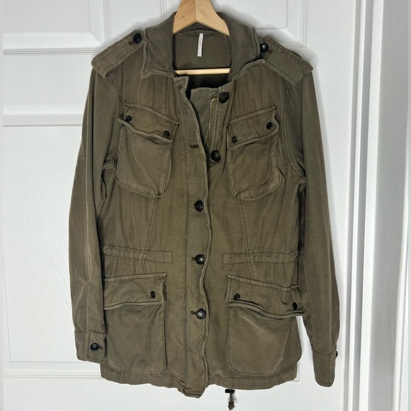 Free People Olive Green Utility Jacket Sz XS - Picture 3 of 12